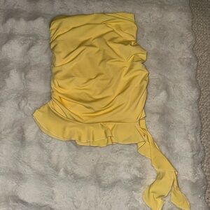 Yellow Strapless Ruffle Skirt